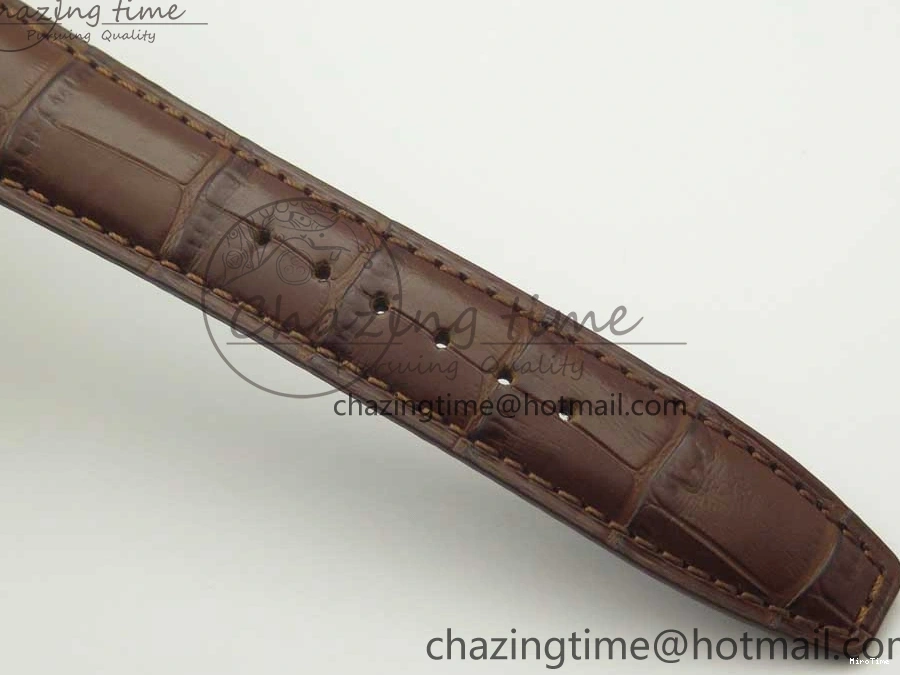 MIROTIME 0211 Portuguese Tourbillon IW504602 RG ZF Best Edition White Dial on Brown Leather Strap Stretchable 7178